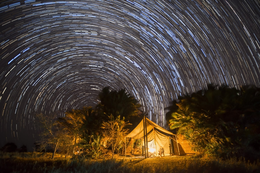Tent at night, Busanga Plains Camp, Kafue, Zambia
