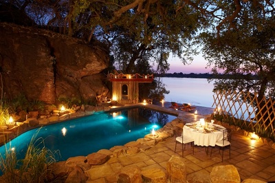 Private swimming pool overlooking the Zambezi, Tonabezi Lodge, Livingstone.
