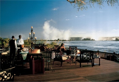 Afternoon tea served at the Royal Livingstone, overlooking the Zambezi River.