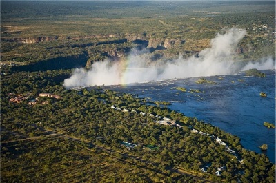 Aerial view of the Smoke that Thunders, Livingstone