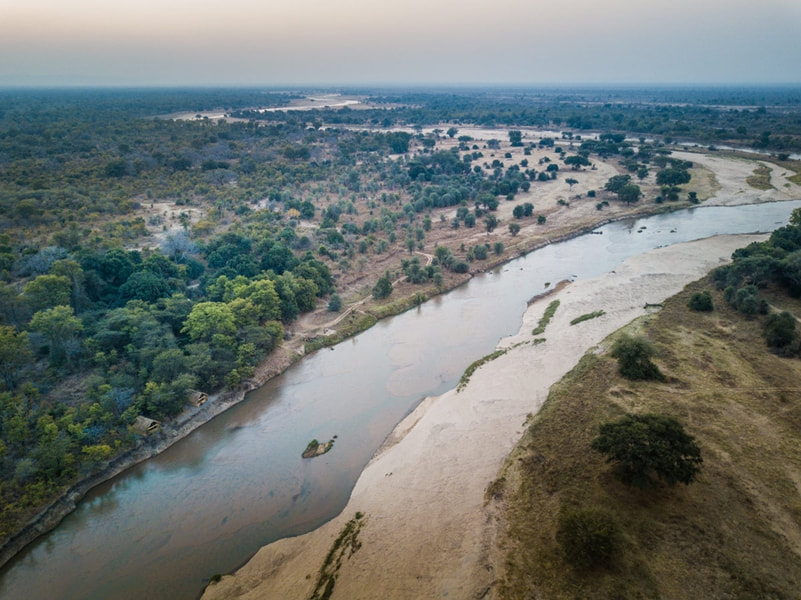 Aerial view of Lungwa River, North Luangwa