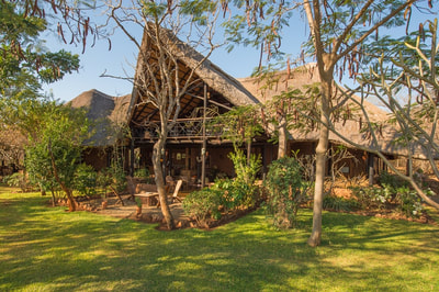 View of main Lodge area, Stanley Safari Lodge, Livingstone.